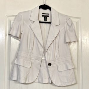 Womens white short sleeve blazer to dress up an outfit and still not be too hot